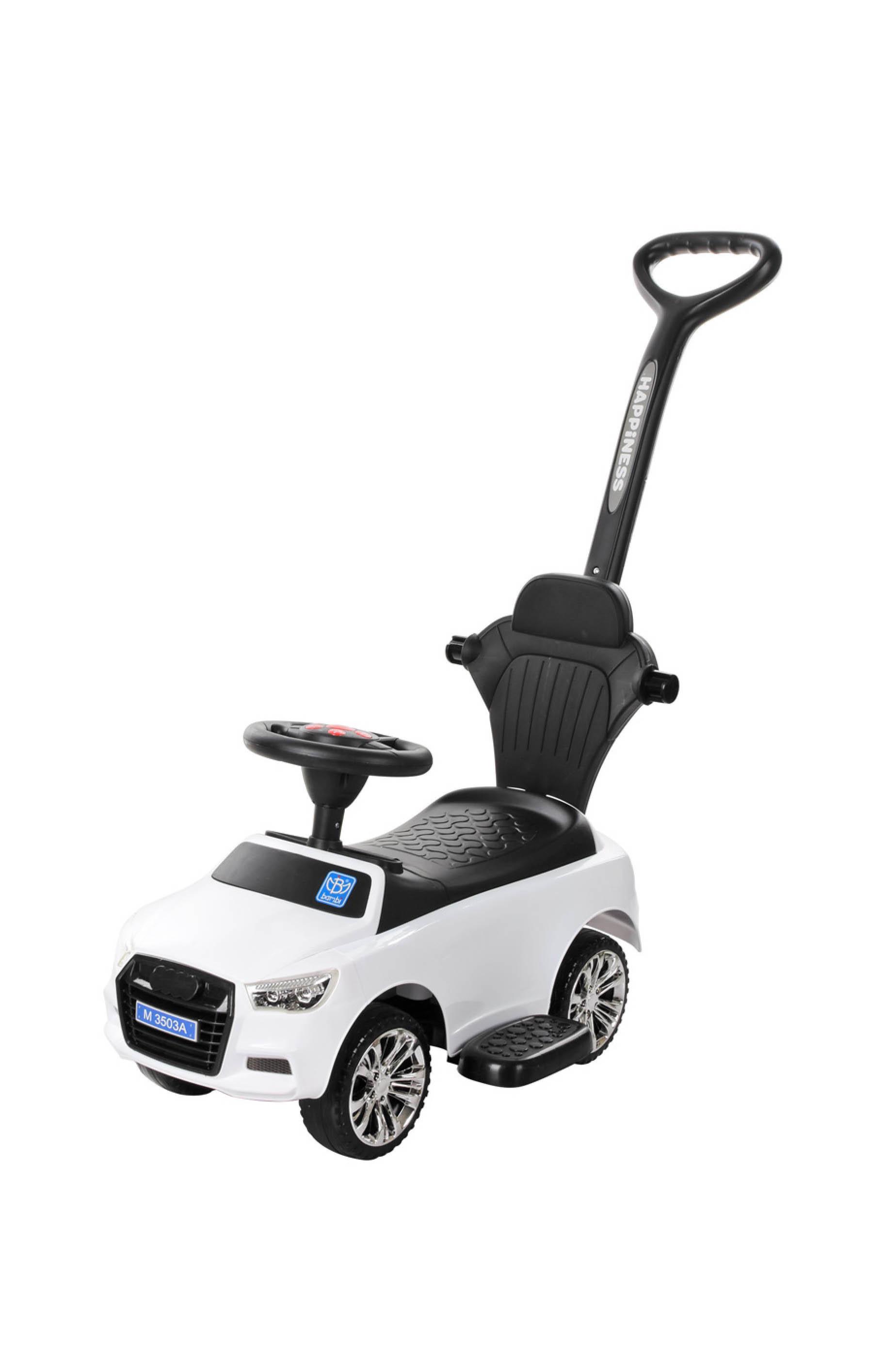 Каталка-толокарь 2в1 родительская ручка M Белый (3503A-1)