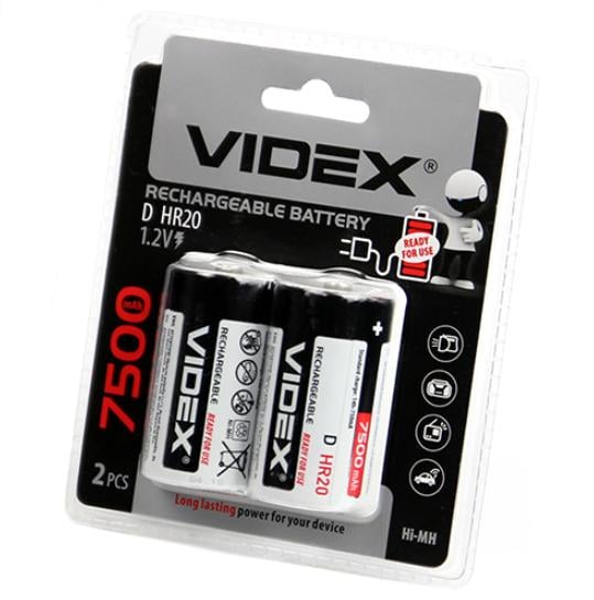 Батарейка лужна Videx D/HR20 7500mAh блістер Ni-MH 2 шт. Батарейка лужна Videx D/HR20 7500mAh блістер Ni-MH 2 шт.