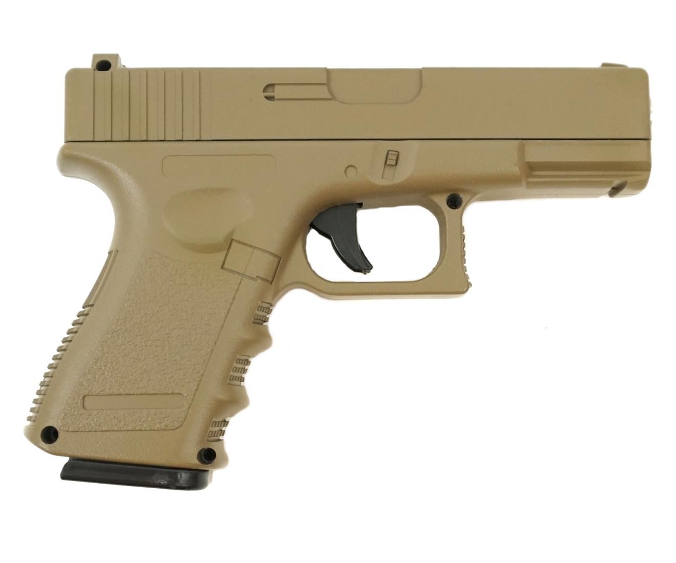 Пистолет металлический страйкбольный пневматический 2 Глок Galaxy Glock 17 стреляет пульками 6 мм Песочный (25639486)
