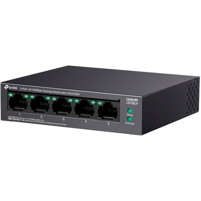 Коммутатор неуправляемый TP-Link LiteWave LS105LP 1 Gbps 4xPoE 41W Black (30492147)
