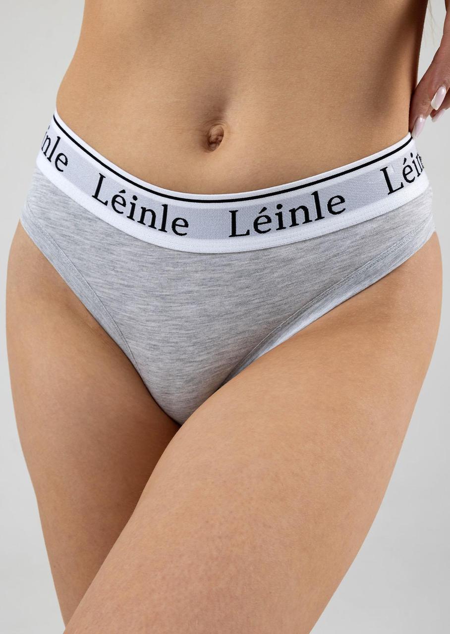 Труси танга жіночі Leinle із середньою посадкою і нашивною резинкою L Сірий меланж (75/16149)