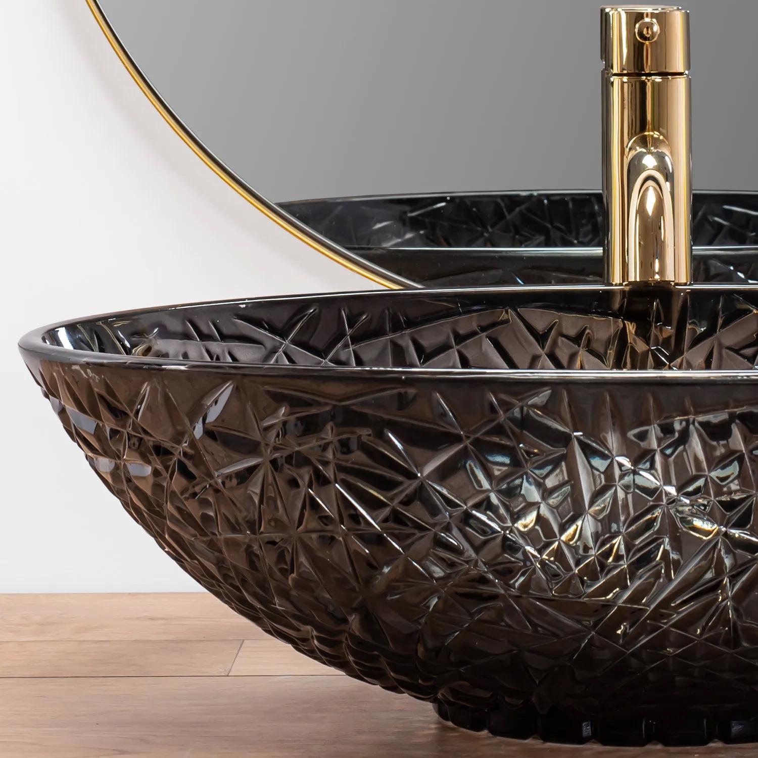 Умывальник накладной REA Frost REA-U5071 510x355x160 мм Черный (170722) - фото 6