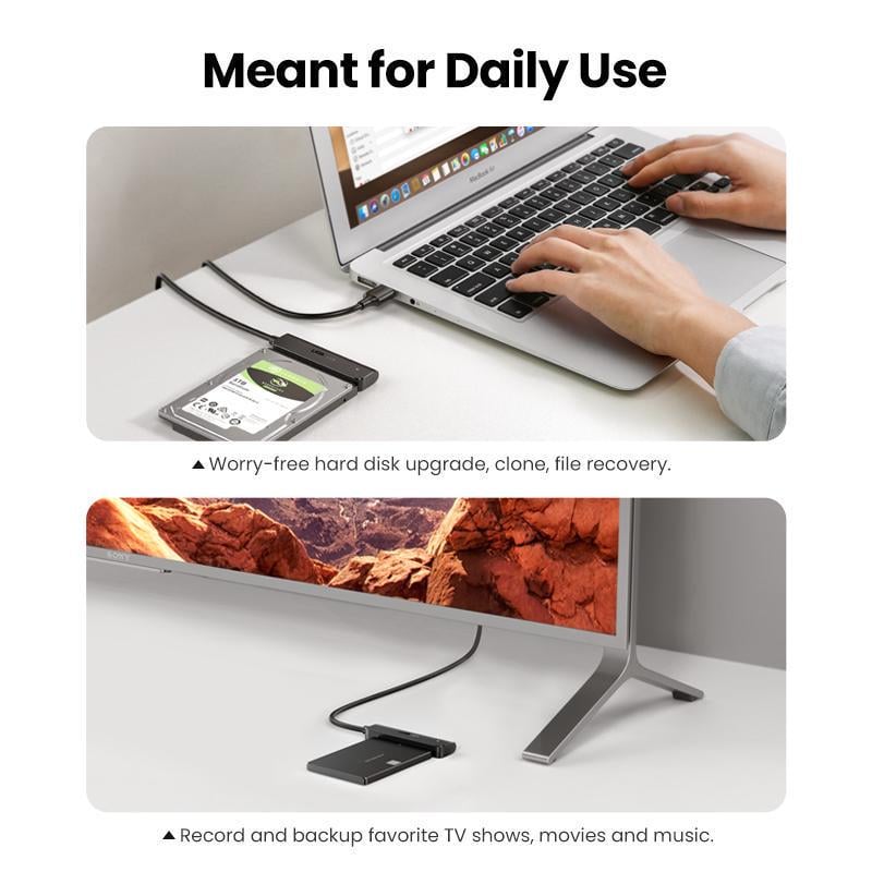 Кабель UGREEN SATA USB 50 см Для 2.5" SATA HDD/SSD USB 3.0 до SATA III 5 Гбіт/с UASP Чорний (70609) - фото 4