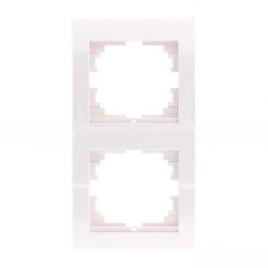 Рамка двухместная вертикальная Lezard Deriy без вставки Белый (00000012259)