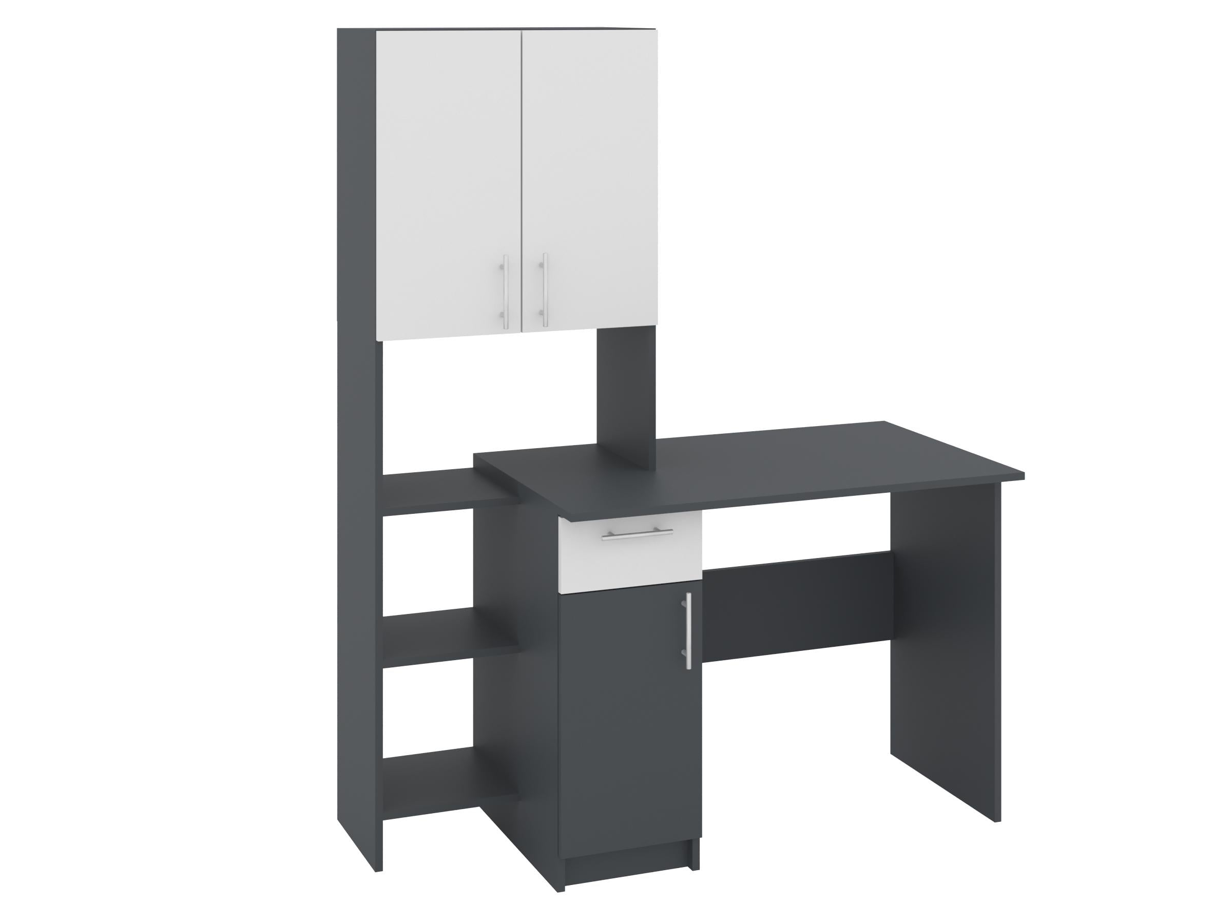 Письменный стол PEHOTIN Меридиан 130х60х75/166,5 см Антрацит/Белый (PN-101474)