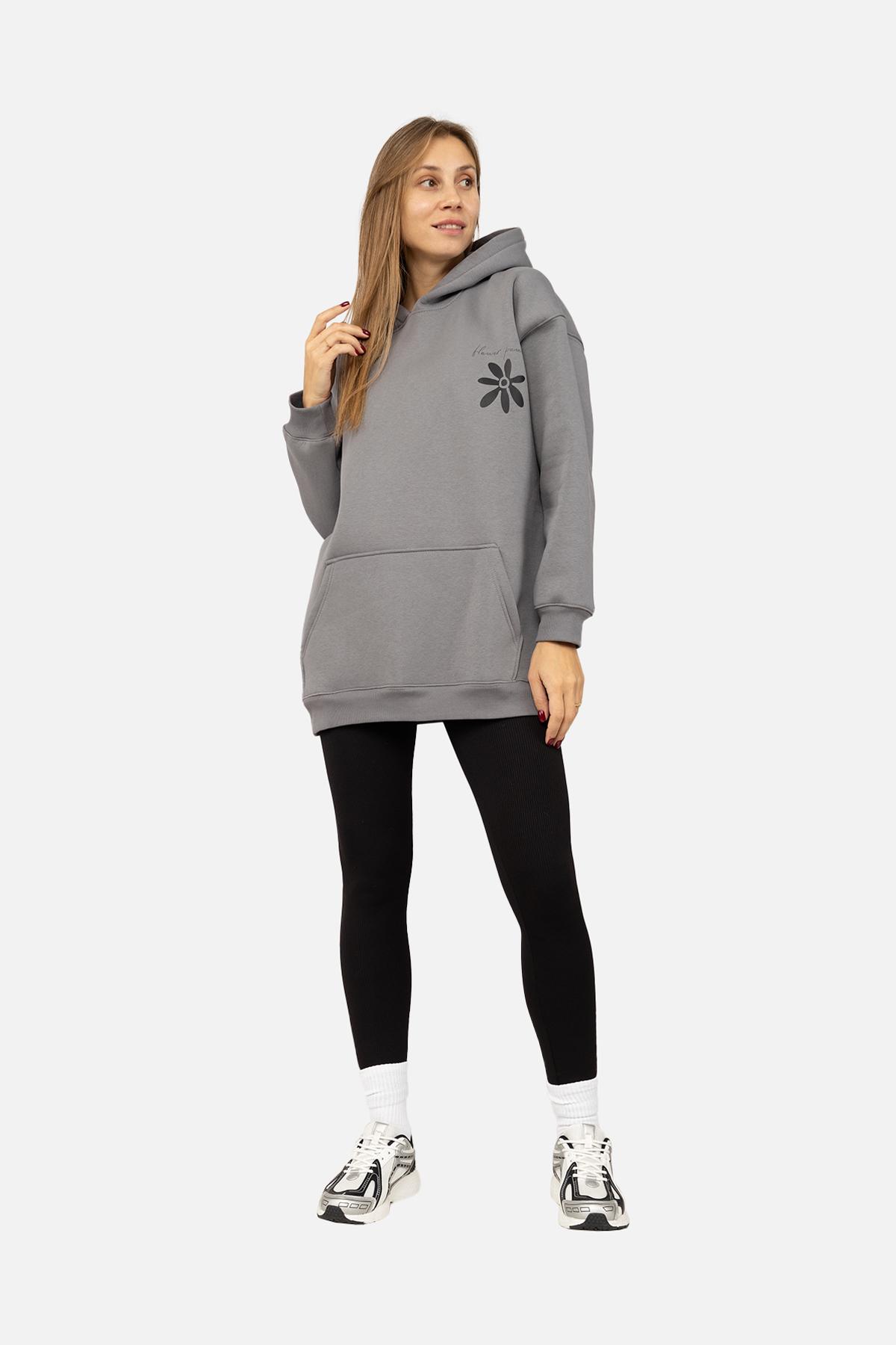 Худи женское ЦБ-00262869 р. 50 Серый (SKT001027802) - фото 2 Худи женское ЦБ-00262869 р. 50 Серый (SKT001027802) - фото 2