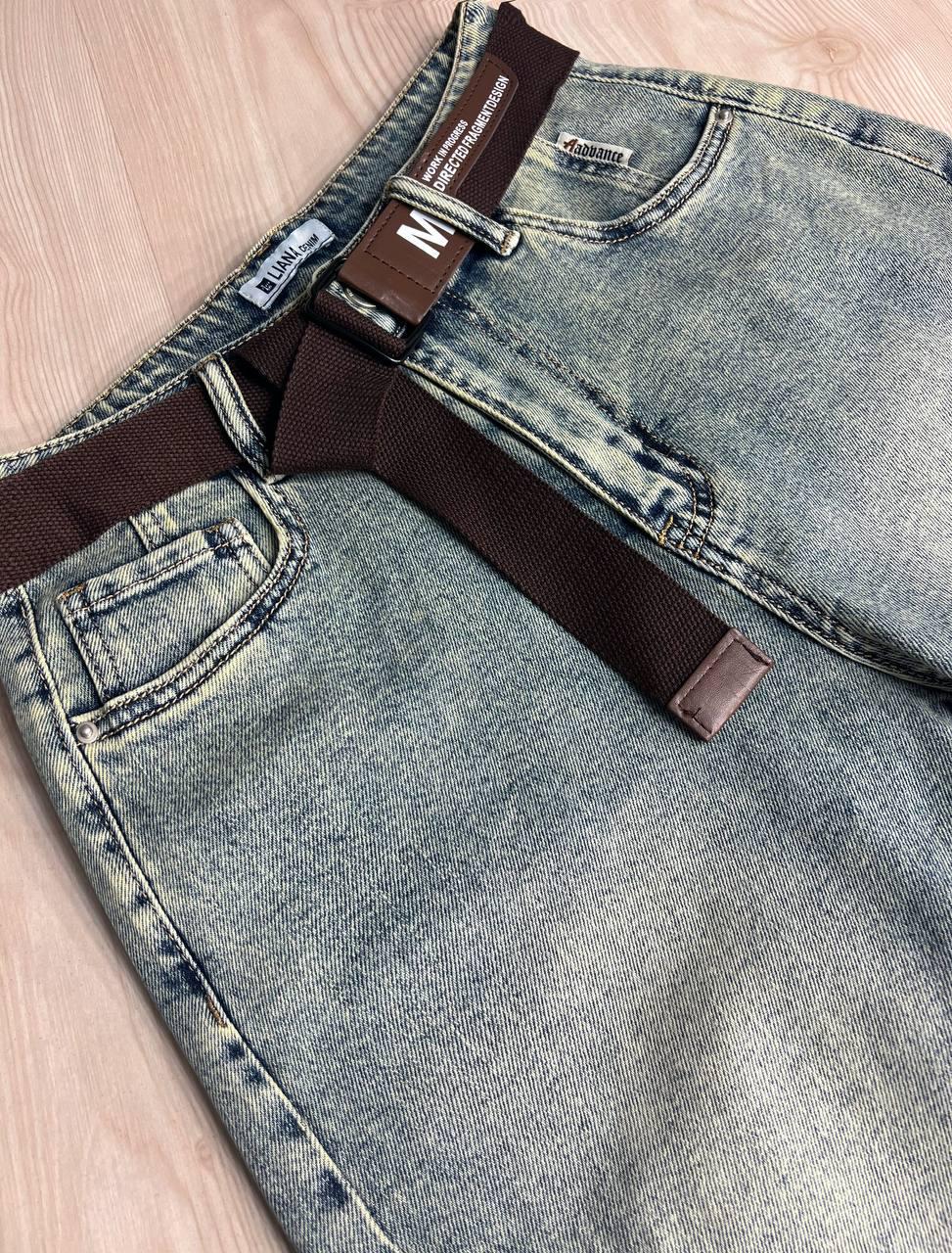 Шорты женские джинсовые Liana 447 бермуды высокая посадка стрейч с ремнем р. 30 Голубой (4036) - фото 2