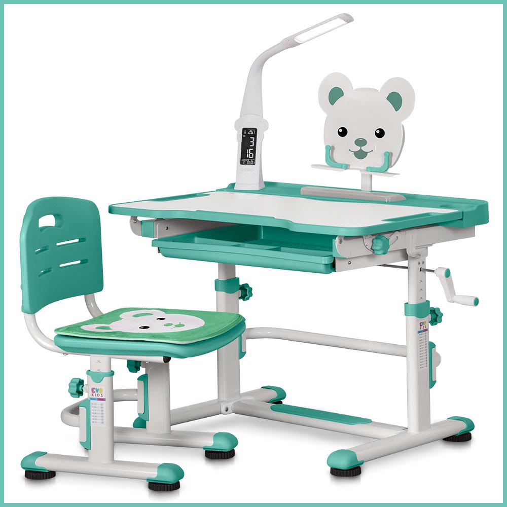 Парта детская школьная со стулом Evo-kids BD-04 Z XL Teddy с лампой Зеленый - фото 3 Парта детская школьная со стулом Evo-kids BD-04 Z XL Teddy с лампой Зеленый - фото 3