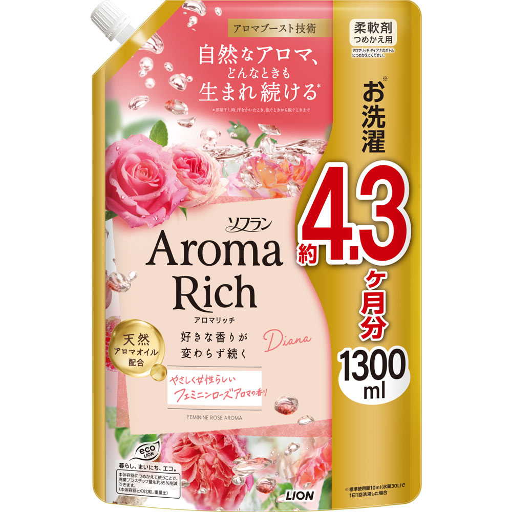 Кондиіонер для білизни Aroma Rich Diana Lion з ароматом троянди змінний блок 1300 мл (374244)