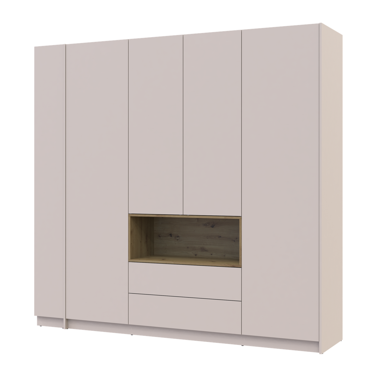 Шкаф для одежды с нишей и этажеркой Doros Дейл 4 ДСП 234х52х220 см Кашемир/Дуб Артизан (44900340)