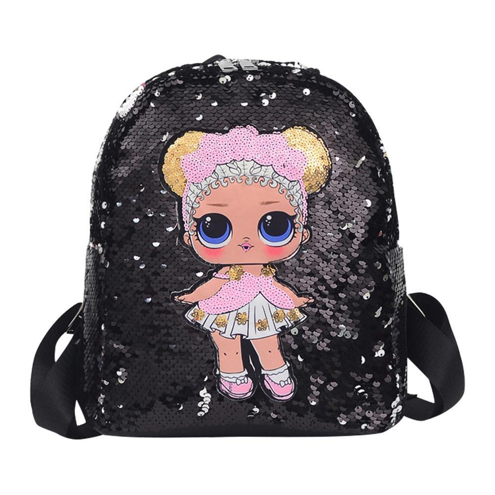 Рюкзак Mini The с пайетками и куклой 36х22 см Black (33434)