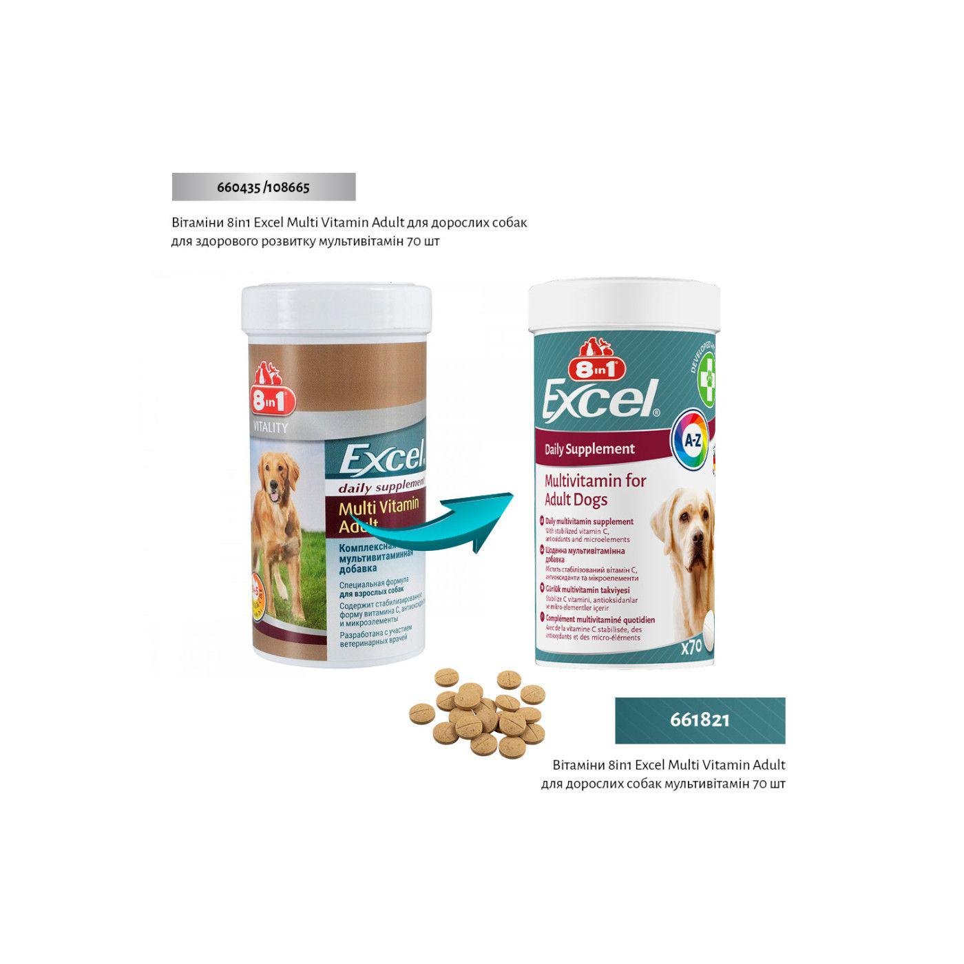 Вітаміни для дорослих собак 8in1 Excel Multi Vitamin мультивітамін 70 шт. (661821) - фото 2