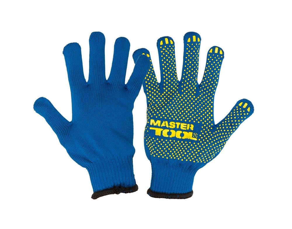 Рукавички трикотажні MasterTool GM MASTER з ПВХ-малюнком 10 клас 58 г Синій/Жовтий (83-0319)