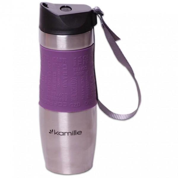 Термокружка Kamille КМ-2051 с мягкой вставкой и ремешком 480 мл (654028)