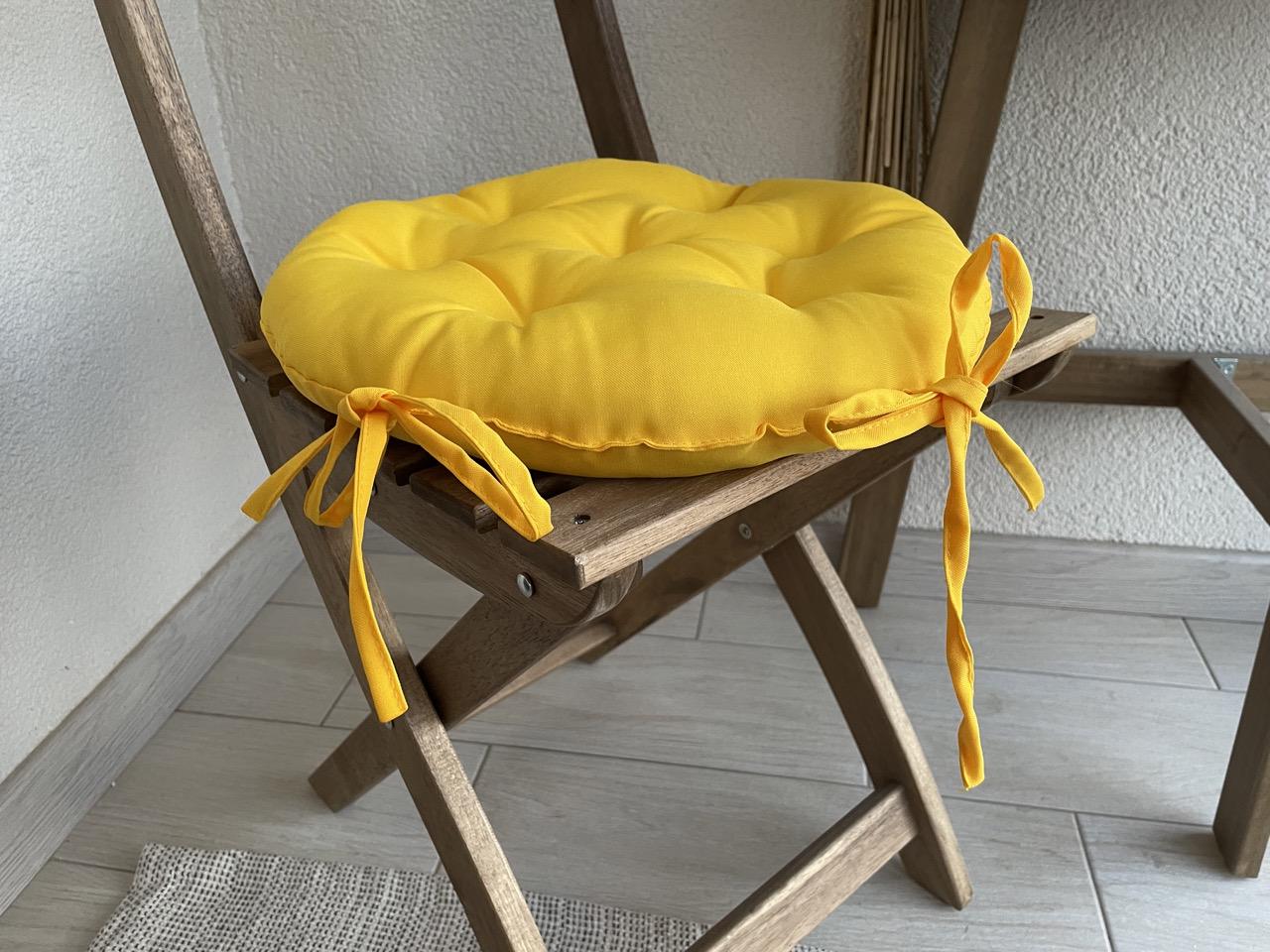 Подушка на стул с завязками круглая Color 40х40х5 см Желтый - фото 3 Подушка на стул с завязками круглая Color 40х40х5 см Желтый - фото 3