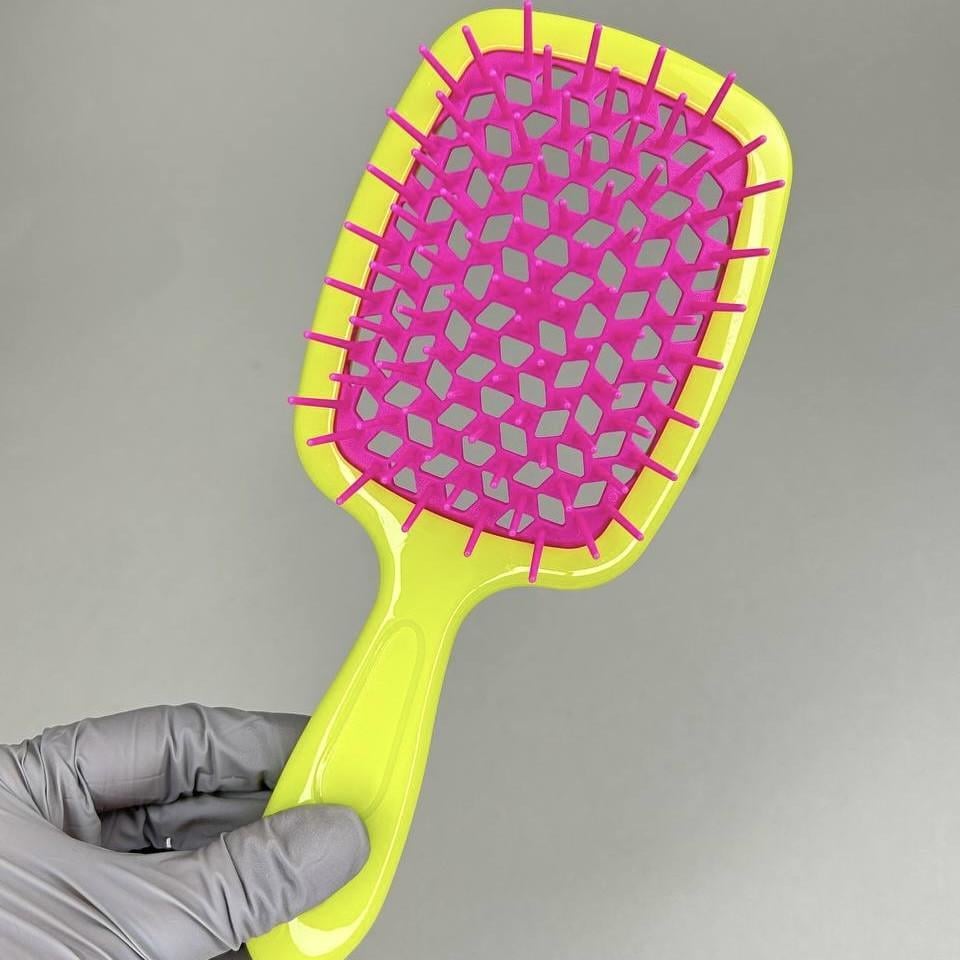 Расческа продувная для волос SuperBrush Розовый/Желтый