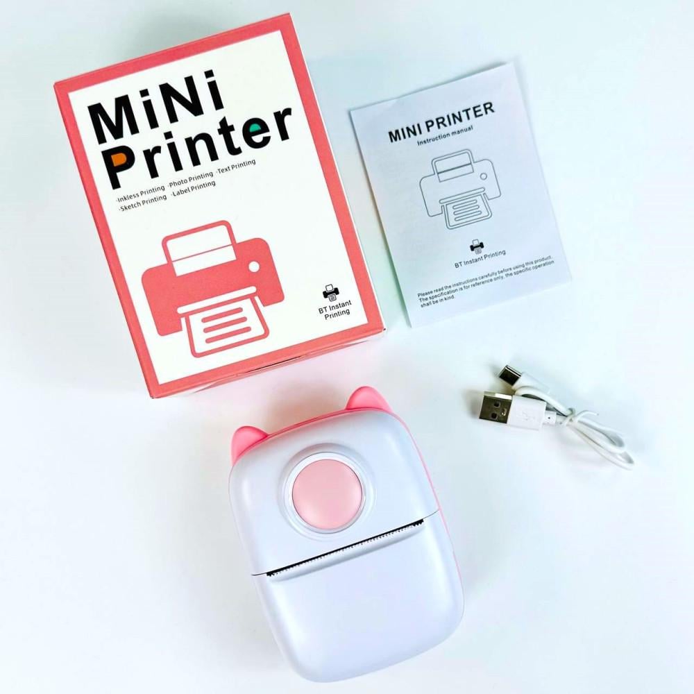 Термопринтер портативный Mini Printer X2 Bluetooth Розовый (202/1) - фото 5