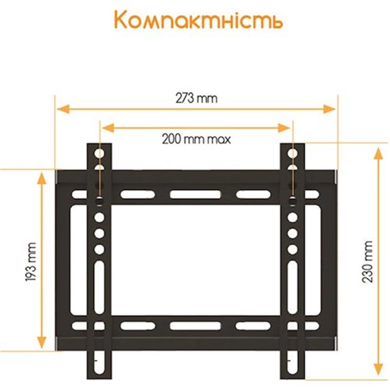 Кронштейн для телевизора ACCLAB AL-FR20/T 35 кг 17-50" VESA 200x200 Black (1283126485770) - фото 4 Кронштейн для телевизора ACCLAB AL-FR20/T 35 кг 17-50" VESA 200x200 Black (1283126485770) - фото 4