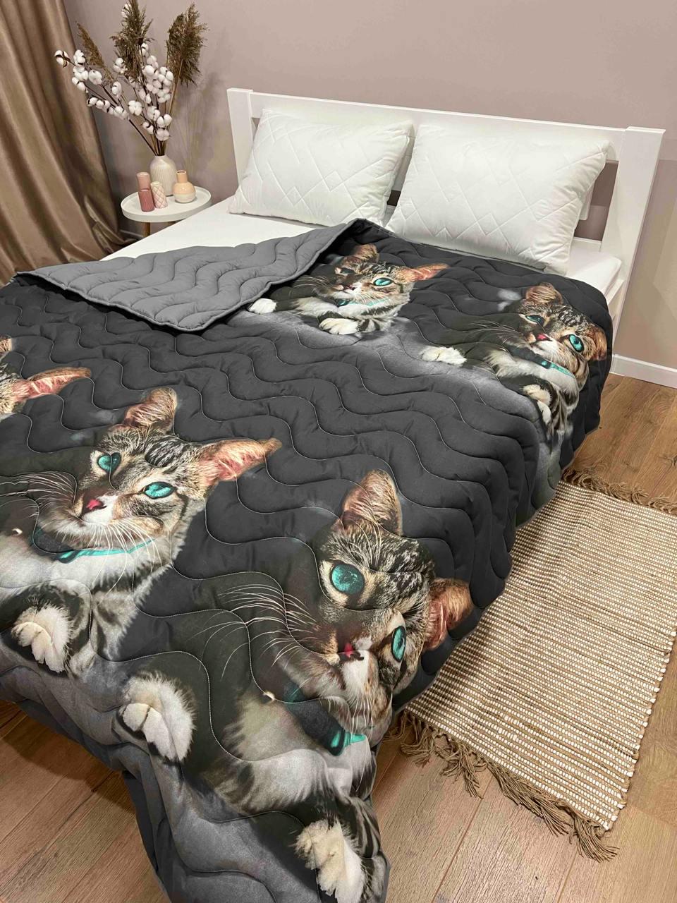 Одеяло летнее двухстороннее с рисунком полутораспальное 150x210 см Серый - фото 3 Одеяло летнее двухстороннее с рисунком полутораспальное 150x210 см Серый - фото 3