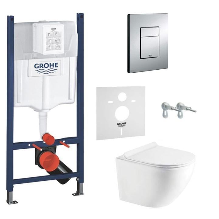 Комплект инсталляции Grohe Rapid SL с подвесным унитазом Round Tornado Smart Slim Duroplast/Soft-close (RO3884000GE)