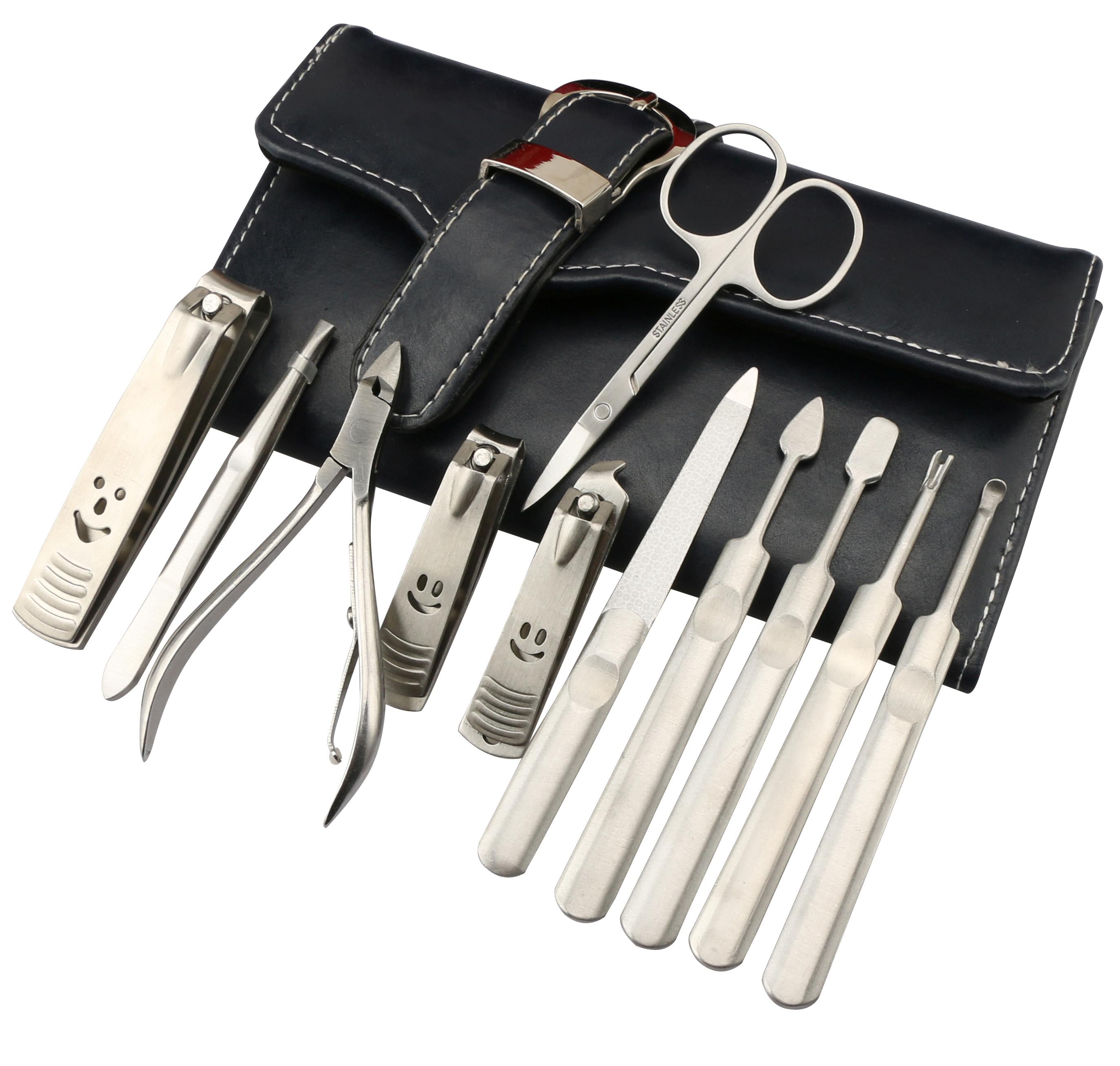 Набор для маникюра и педикюра в кожаном футляре 11 эл. (1084)