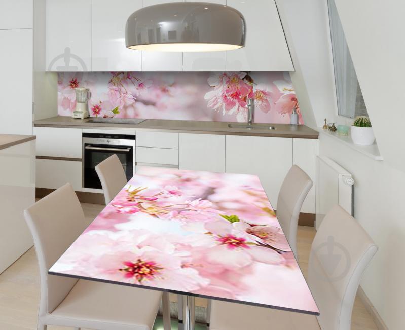 Наклейка 3Д вінілова на стіл Zatarga «Вишуканість сакури» 600х1200 мм для будинків, квартир, столів, кав'ярень, кафе Наклейка 3Д вінілова на стіл Zatarga «Вишуканість сакури» 600х1200 мм для будинків, квартир, столів, кав'ярень, кафе