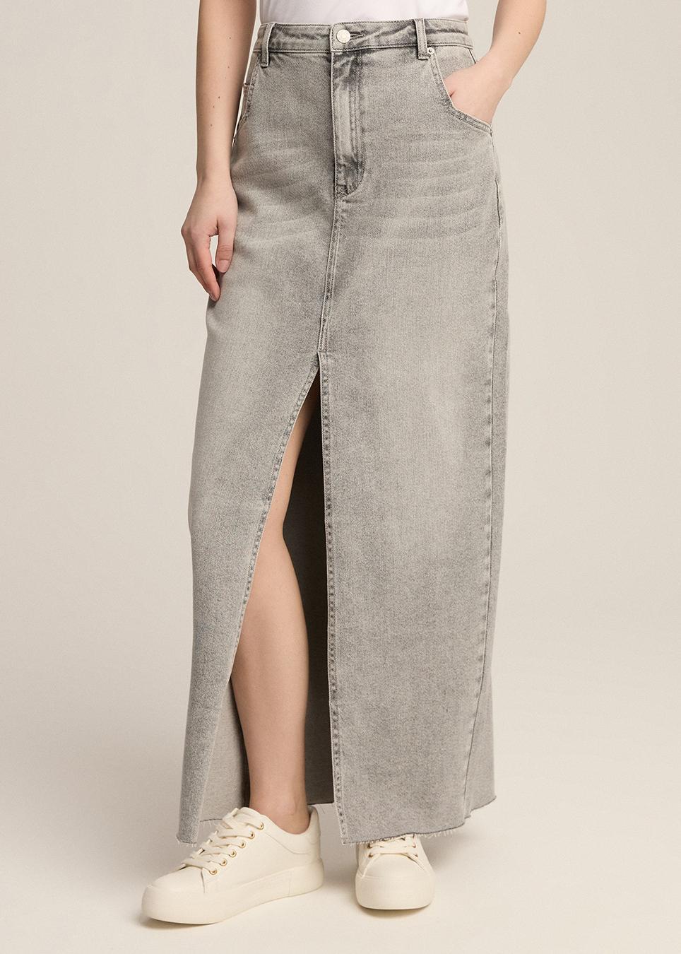 Юбка джинсовая женская длинная Diverse OLIALE M Серый (5905384119414)