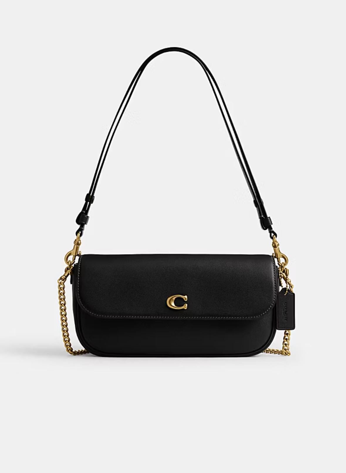 ᐉ Жіноча сумка Coach Brook Flap Chain Bag CAN90 Чорний (219957
