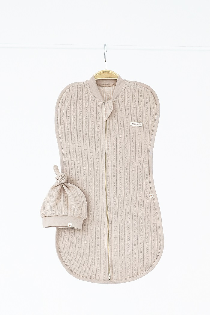 Пелюшка-кокон з шапочкою дитяча на блискавці Trudy 3-6 міс. Мокко (MG221)