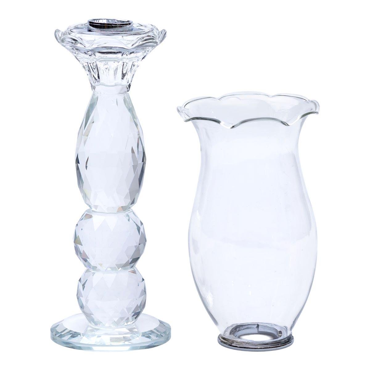 Подсвечник стеклянный декоративный бокал на ножке 7x31,5 см (6901)