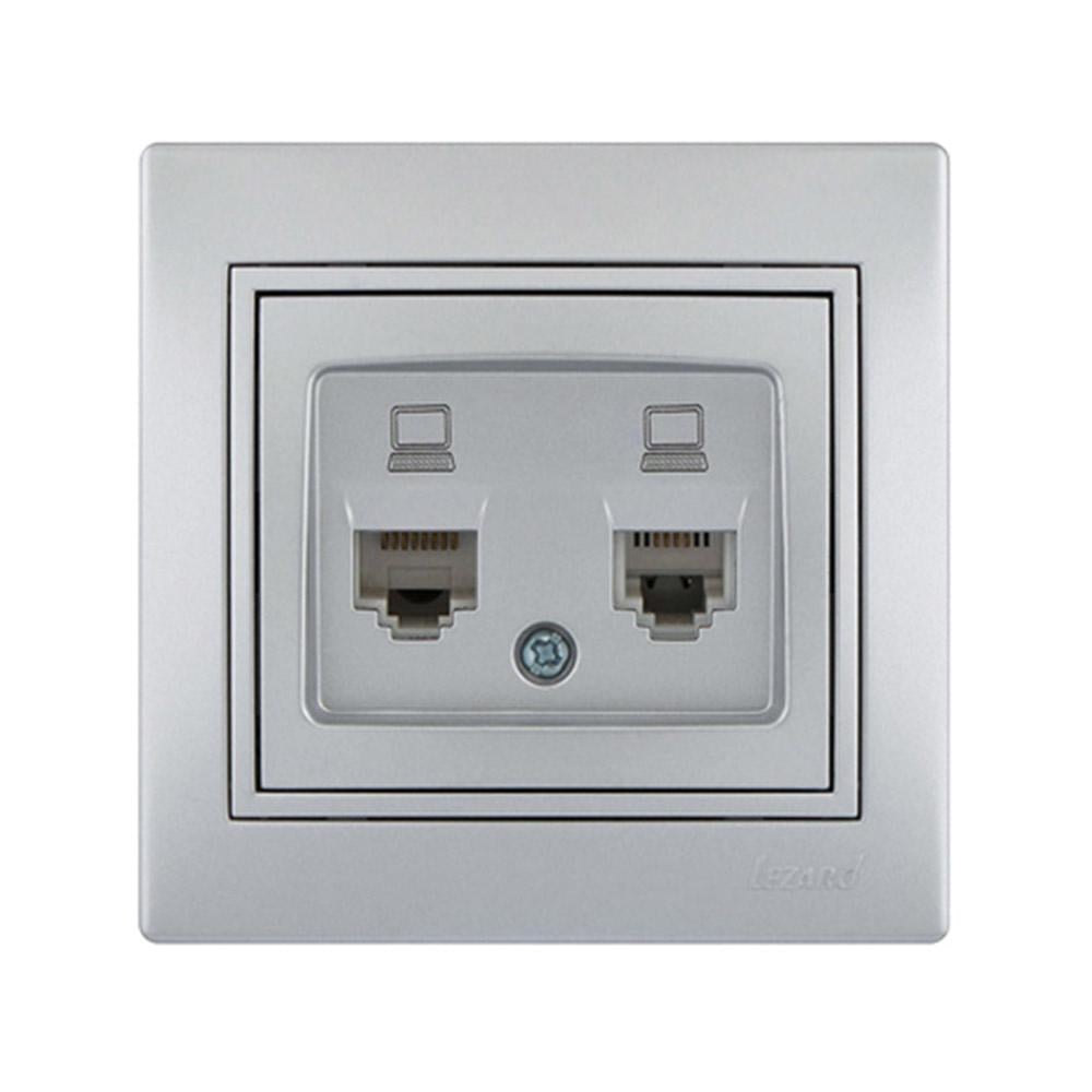 Розетка Mira PC двойная Серебристый (701-1010-141)