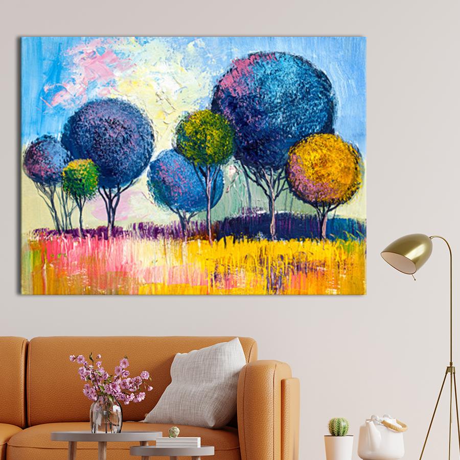 ᐉ Картина для интерьера Круглые синие деревья 107x80 см (P0515 ...