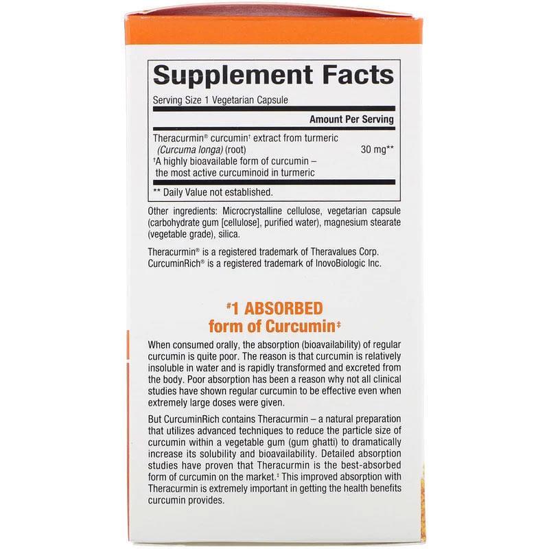 Теракурмин биодоступный куркумин Natural Factors CurcuminRich Theracurmin Curcumin экстракт куркумы 60 капс. - фото 2