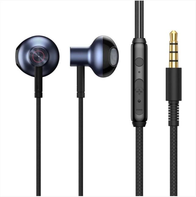 Наушники с микрофоном BASEUS H19 Wired Earphone jack 3,5 мм Black (73737) - фото 1