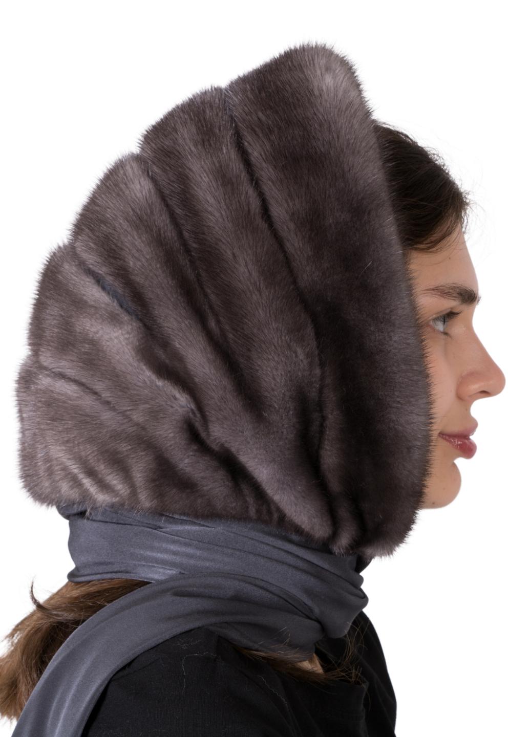 Платок женский Меховой стиль Ракушка из натурального меха норки Ирис (002/H/2)