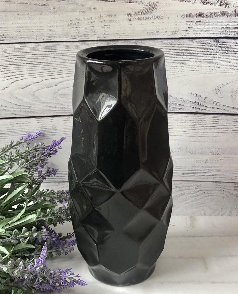 Ваза керамическая Эдем глянец 30 см Черный