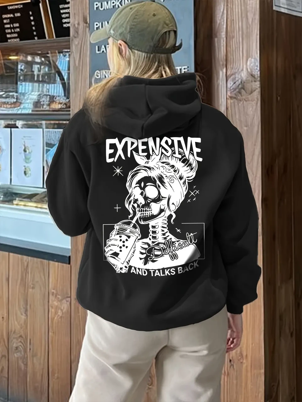 Худі жіноче з принтом Pin-000-2756 M Чорний (2700321973)