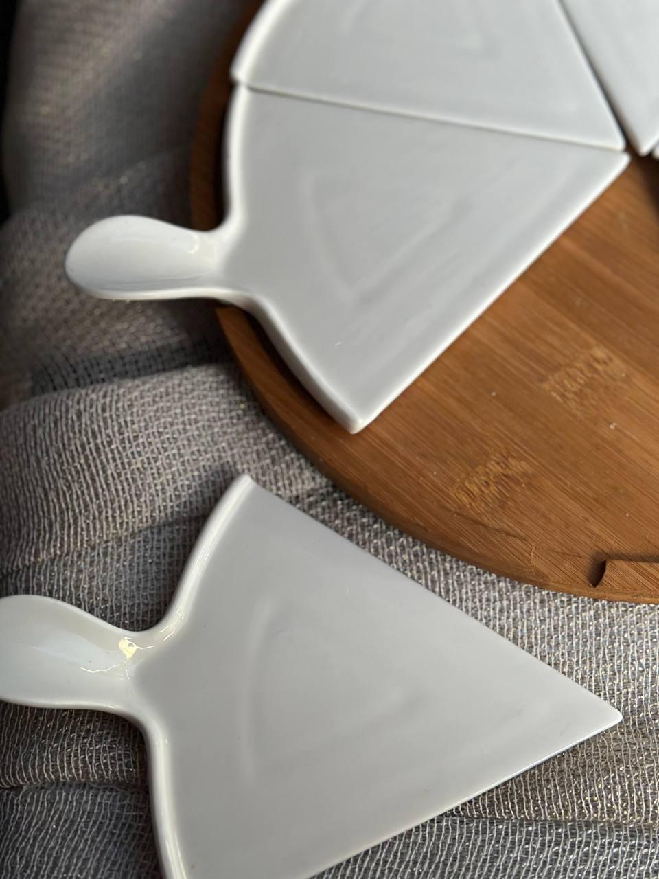 Блюдо для пиццы Yiwu HP1248 керамическое на поворотной подставке 28 см Белый (HP1248) - фото 3