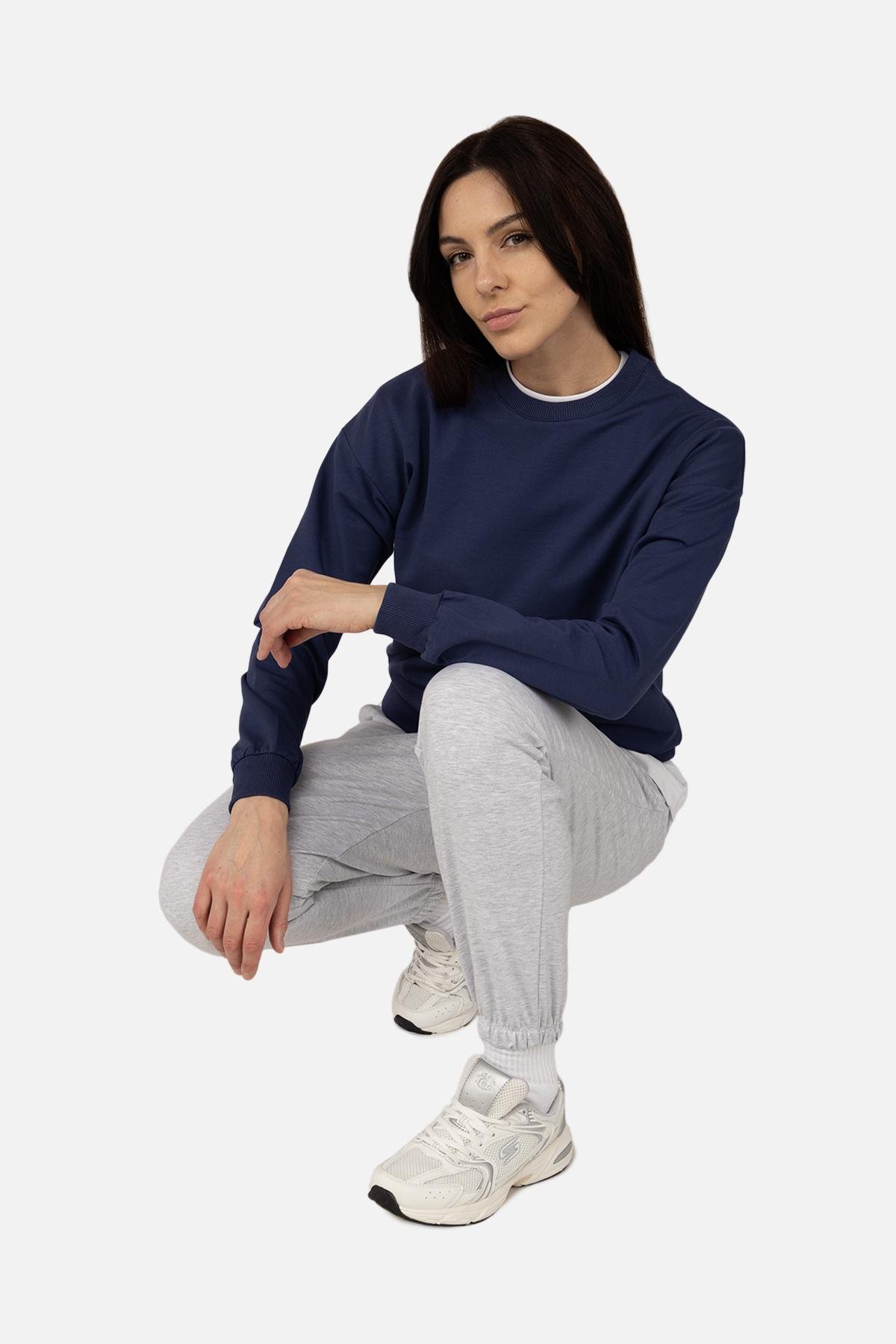 Свитшот женский ЦБ-00266287 р. 50 Темно-синий (SKT001035629) - фото 3 Свитшот женский ЦБ-00266287 р. 50 Темно-синий (SKT001035629) - фото 3