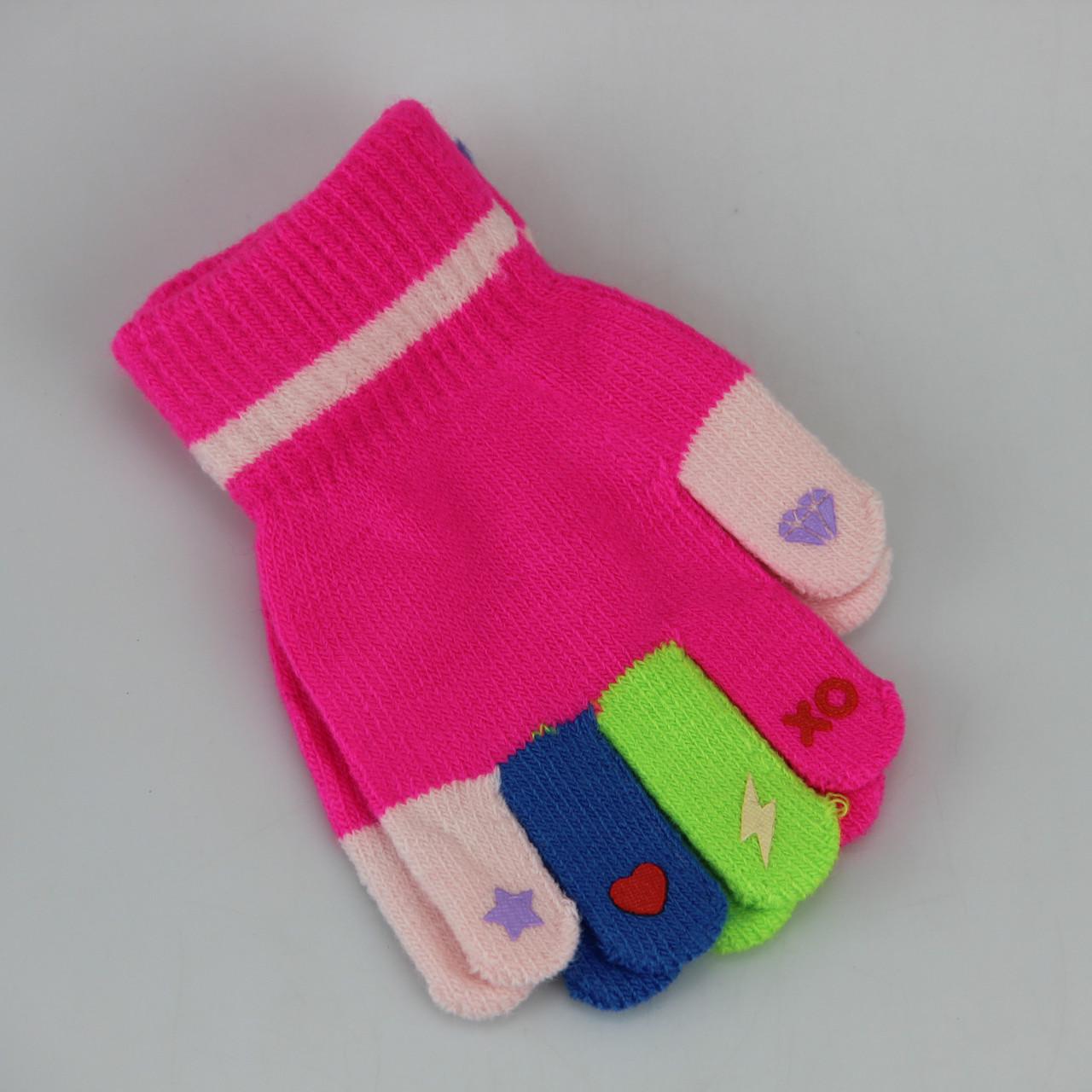 Рукавички для дівчинки вовняні 4-5 років Рожевий (33612)