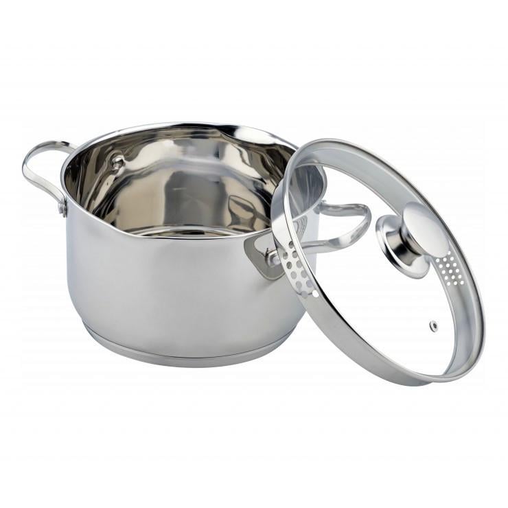 Кастрюля из нержавейки с удобной для слива жидкости крышкой 4,9 л (1119-CB)