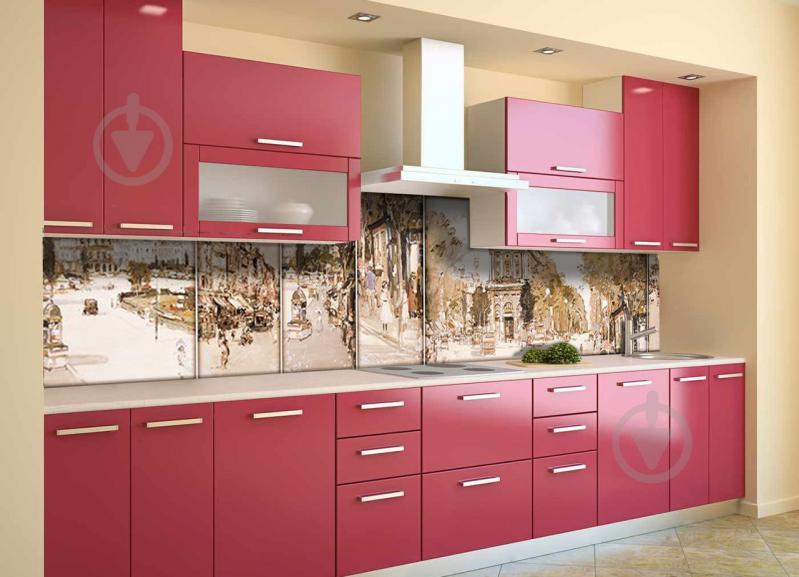 Скинали на кухню Zatarga «Акварельный Ретро Париж» 600х2500 мм виниловая 3Д наклейка кухонный фартук Z180522