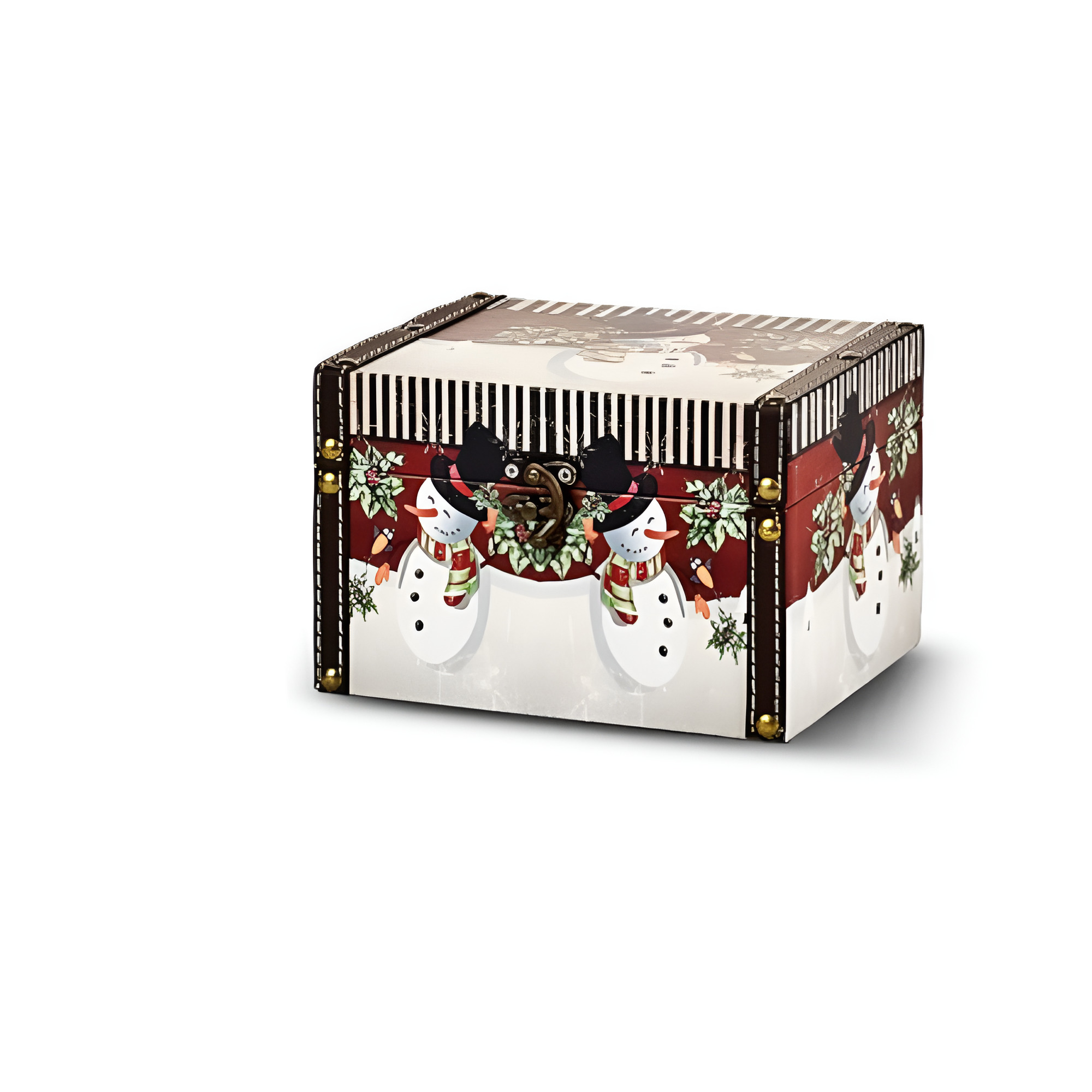 Шкатулка для украшений Stenson R96438-S с рисунком Новогодним из МДФ 18х14х12 см Белый (5289a99c)
