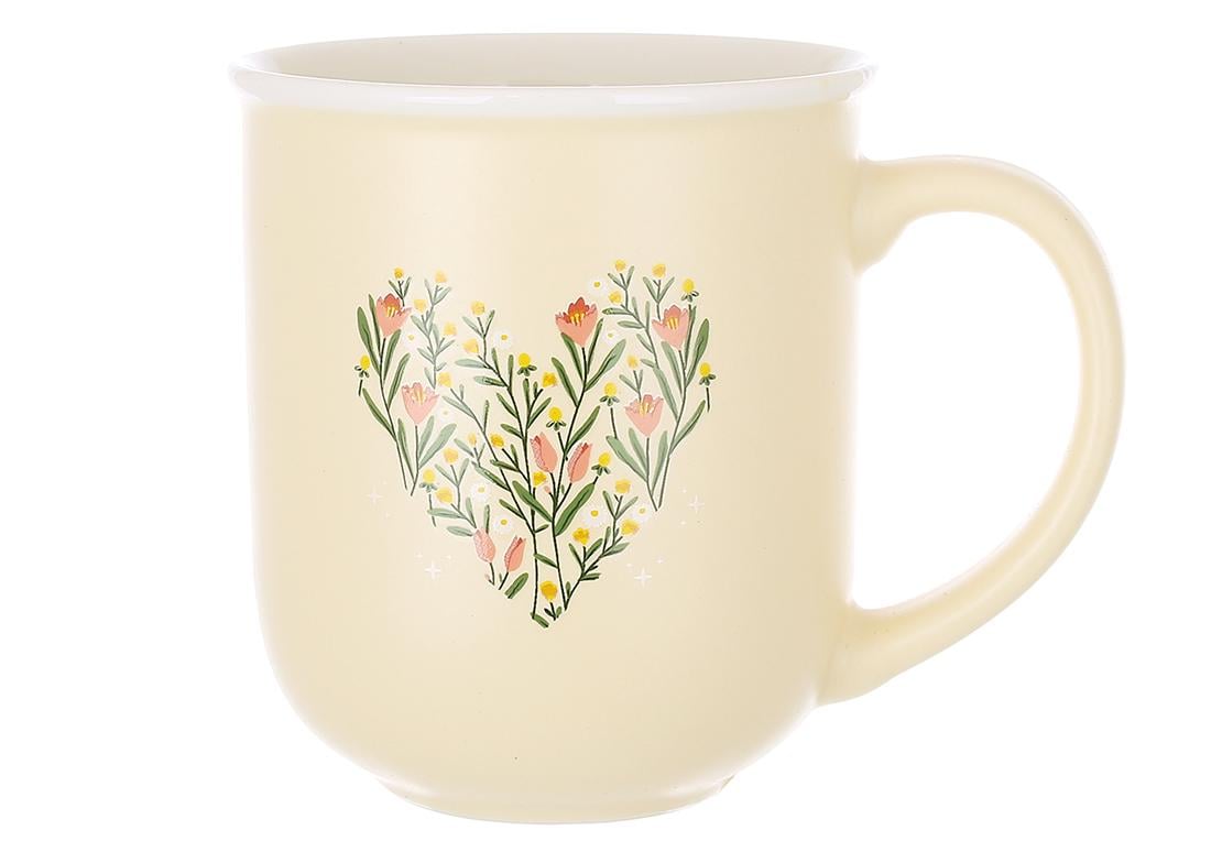 Набор кружек фарфоровых BonaDi Heart 400 мл 4 шт. Кремовый (994-007)