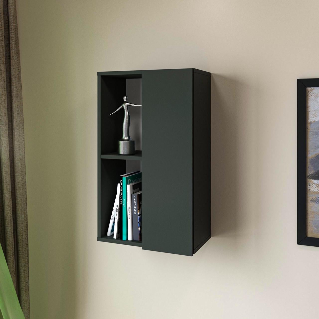 Полиця навісна з дверцятами закрита 75х45 см Антрацит (Dublin)