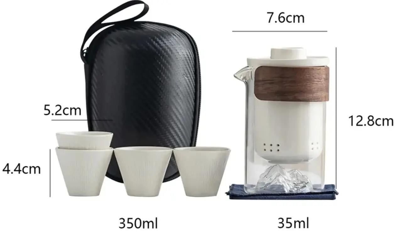 Чайный набор портативный Travel Tea Set для китайской чайной церемонии с сумкой Белый (300285) - фото 3