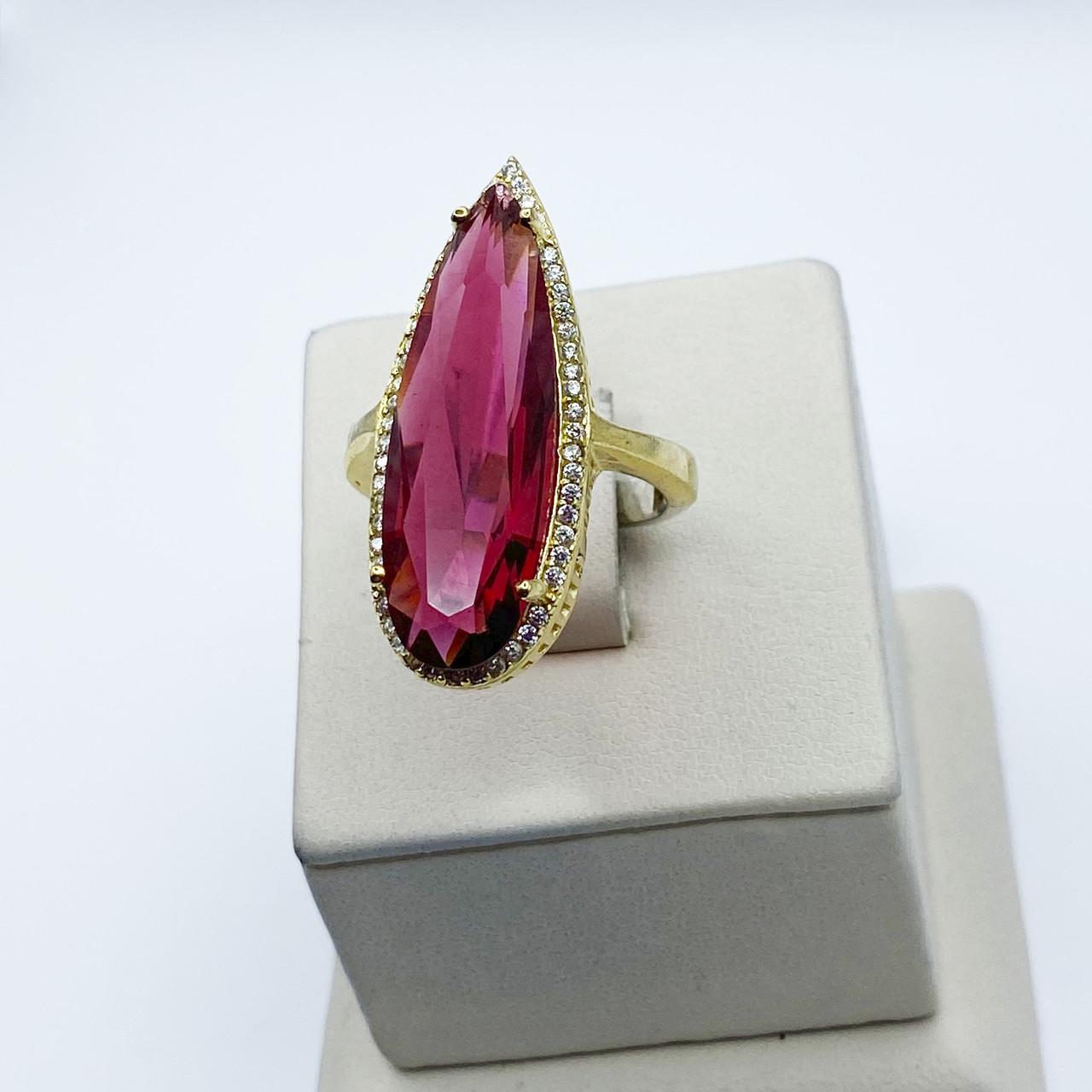 Кольцо серебряное Роксолана с турмалином и кубическим цирконием р. 19 6,35 г (2054667606) Кольцо серебряное Роксолана с турмалином и кубическим цирконием р. 19 6,35 г (2054667606)