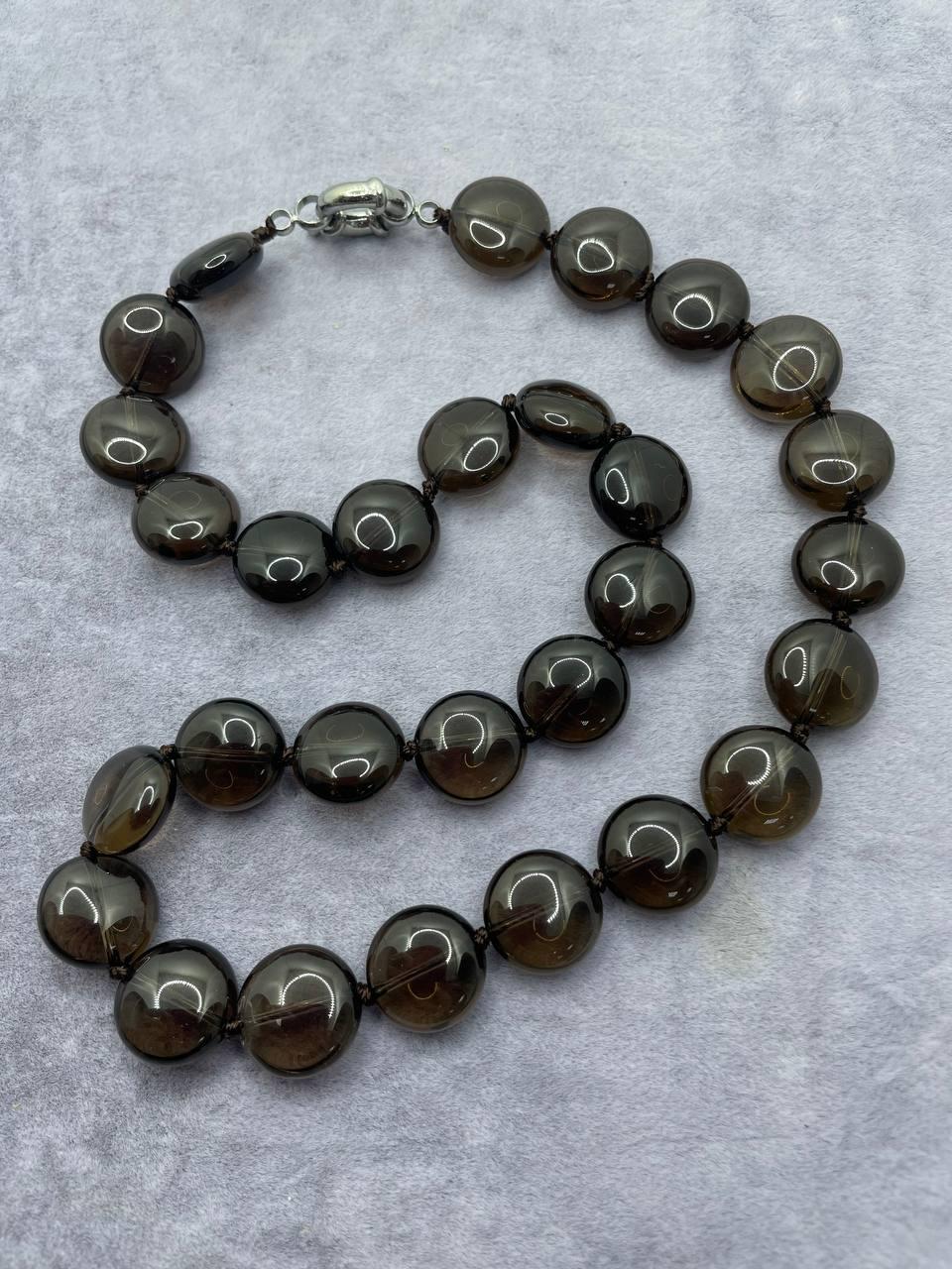 Намисто з димчастого кварцу 45 см 12 мм Коричневий (680)