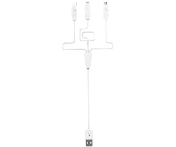 Кабель USB Hoco X1 3в1 Lightning/Micro/Type-C 1 м White Кабель USB Hoco X1 3в1 Lightning/Micro/Type-C 1 м White