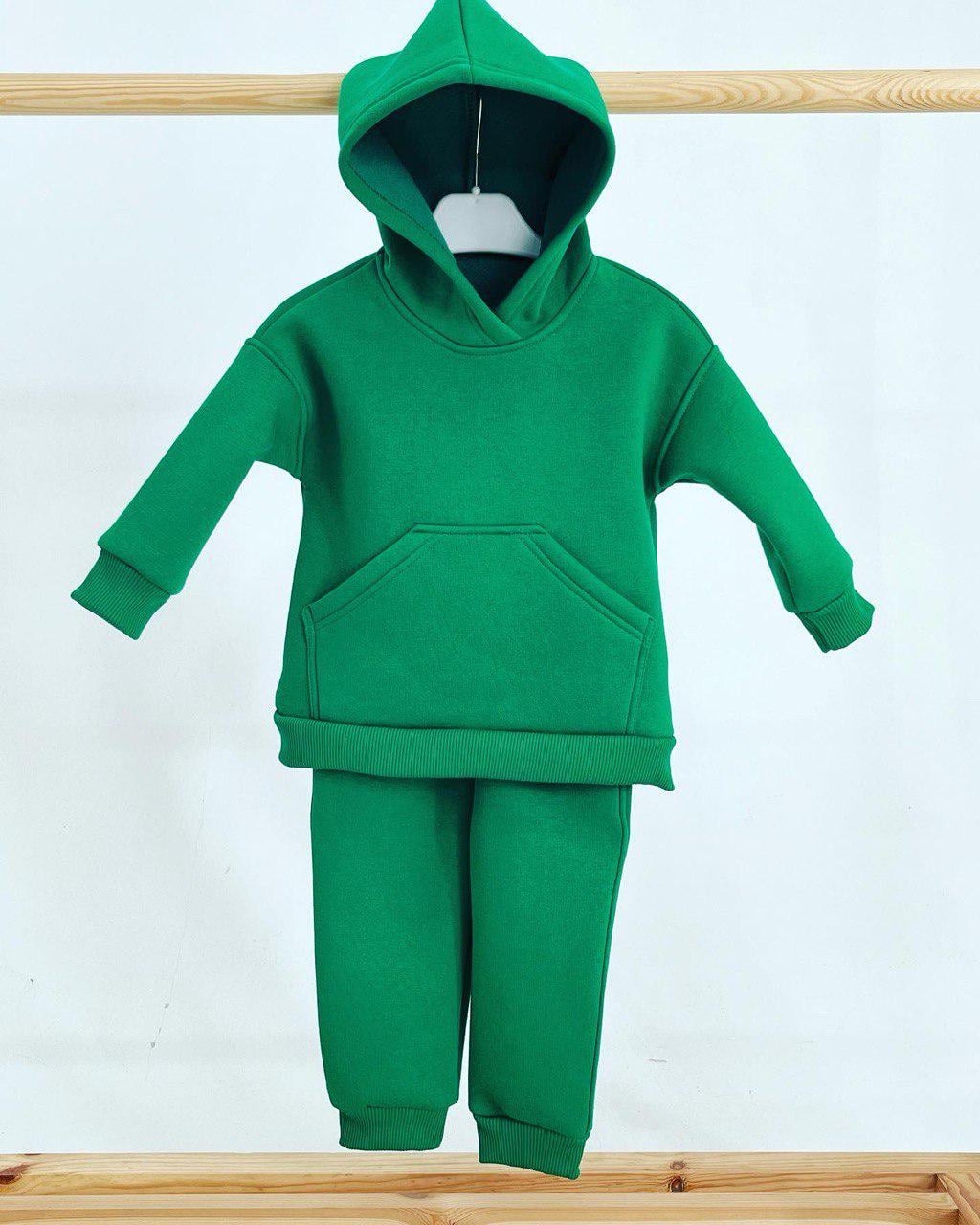 Костюм худи/штаны футер с начесом 104 см Зеленый (23666100)